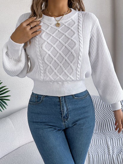 Fried Dough Twists Lantern Long Sleeve Waist Pullover Sweater